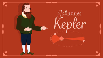 Physicist and mathematician Kepler as a cartoon character. Science, math, physics, astronomy, philosophy, education.