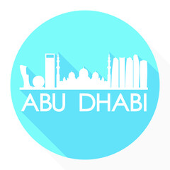 Abu Dhabi United Arab Emirates Flat Icon Skyline Silhouette Design City Vector Art.