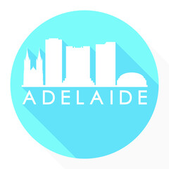 Adelaide Australia Flat Icon Skyline Silhouette Design City Vector Art Round.