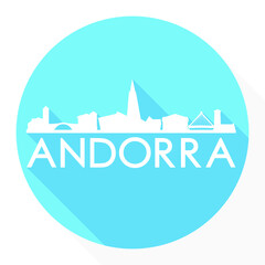 Andorra la Vella, Andorra Flat Icon. Skyline Silhouette Design. City Vector Art Famous Buildings.