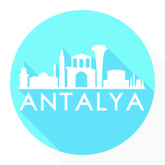 Antalya Turkey Flat Icon Skyline Silhouette Design City Vector Art.