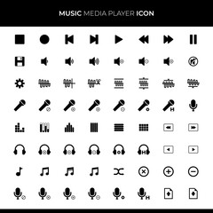 music media player icon set
