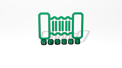 3D graphical image of WEIGHT vertically along with text built by metallic cubic letters from the top perspective, excellent for the concept presentation and slideshows. illustration and background