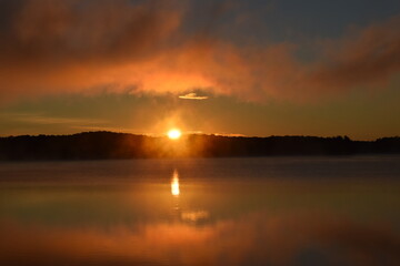 Sunrise over lake in Algonquin park