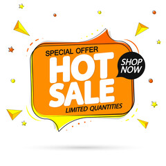 Hot Sale, tag design template, discount speech bubble banner, special offer, vector illustration