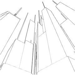 Fototapeta premium Abstract Urban City Of Skyscrapers Vector. Illustration Isolated On White Background. A Vector Illustration Of Skzscrapers City Background.