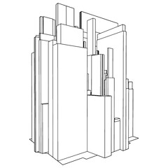 Abstract Urban City Boxes Building From Cube Vector. Illustration Isolated On White Background. A Vector Illustration Of Skyscrapers City Background.