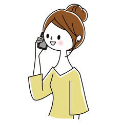 スマホで話す女性