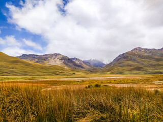 Fototapeta premium Mountain landscapes of the Andes in Peru near Huaraz