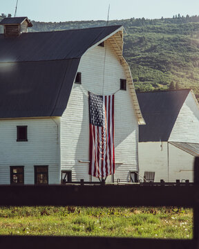 American flag barn