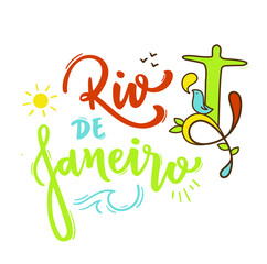 Rio de Janeiro. Brazilian Portuguese Hand Lettering for City on Brazil. Vector.