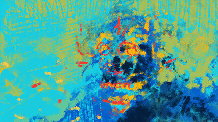 Obraz na płótnie Canvas Abstract digital painting of a psychedelic colorful humanoid creature illustration