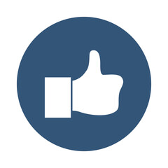 social media like icon, hand with thumb up icon, block style