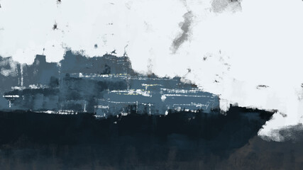 Digital painting of a big boat in the ocean, traditional brush stroke illustration