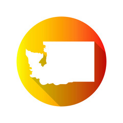 Washington Symbol Map Icon Round. Flat Vector Art Design with Shadow. Gradient Color Banner.