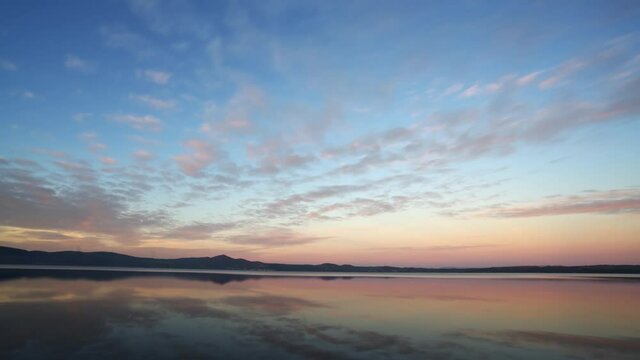 Time-lapse of beautiful Lake Bracciano landscape at twilight