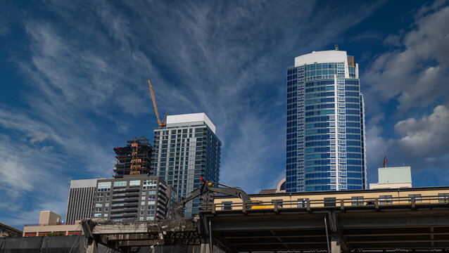 Demolition Of The Old Viaduct On Alaska Way In Seattle