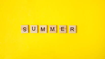 background with the inscribed word summer, concept of summer holidays, hot season