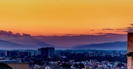 Bogota skyline at sunset