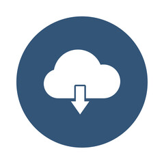 cloud with dowload arrow icon, block style