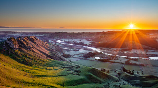 Morning view from Te Mata Peak, Hawke's Bay, New Zealand