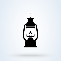 Camping lanter oil lamp. vector Simple modern icon design illustration.
