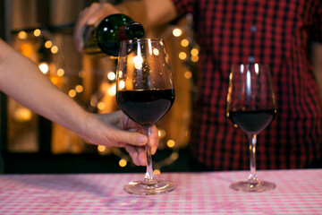 Celebrate whiskey wine on a friendly party in  restaurant
