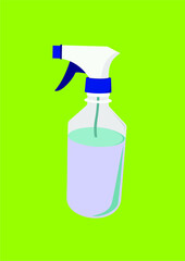 blue and white spray bottle with green background vectorized