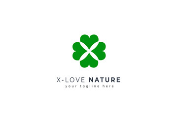 Clover Logo Inspiration, Letter X and clover leaf, for Medical company, nature logo design template, vector illustration