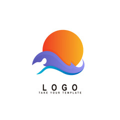 sun and wave logo design template