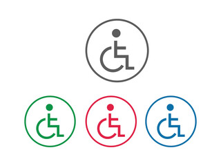 Wheelchair Handicap Icon with Four Color Variations