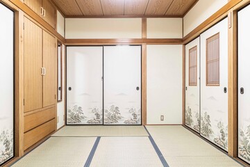 Empty Japanese-style bedroom in old Japanese house