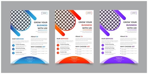 Corporate Flyer Template Design With 4 Attractive Gradient Color, Creative Layout With Well Organized Layer