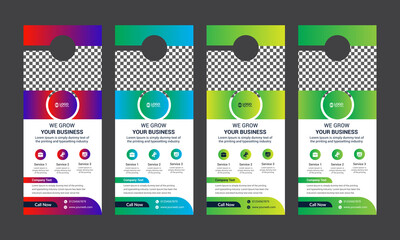 Set of door hangers background. Door hanger mockup. Vector illustration, corporate door hanger design, Door hanger tags, do not disturb and make up room sign Premium Vector,Door hanger design template