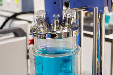vacuum reactor glass vessel in chemical laboratory