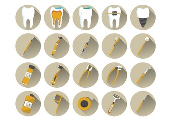 tooth and dental instruments collection