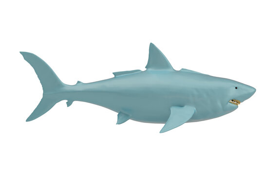 blue shark isolated on white background. 3D illustration. 3D render.