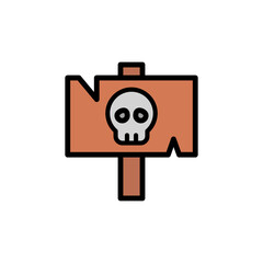 Sign, skull icon. Simple color with outline vector elements of pirate icons for ui and ux, website or mobile application