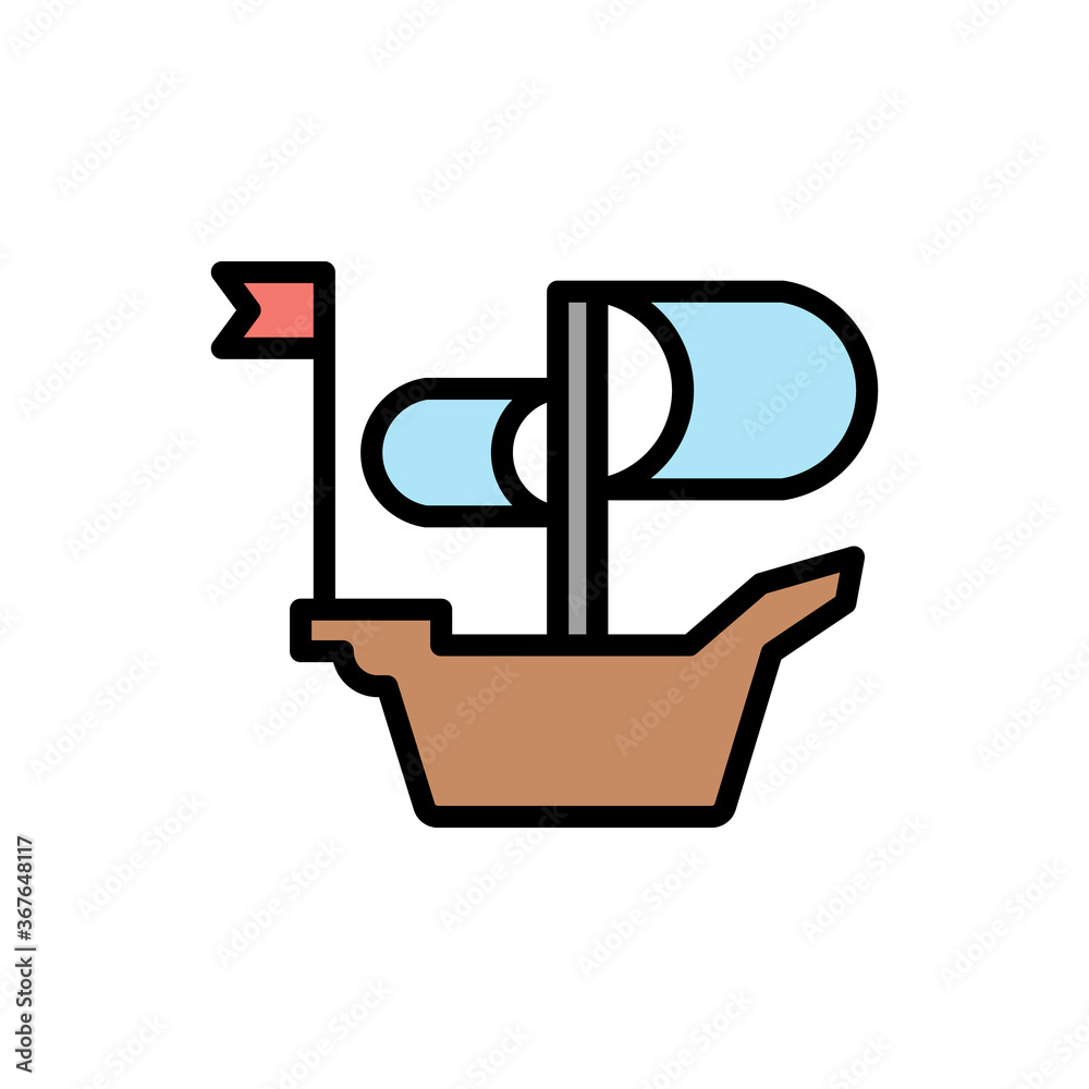 Poster ship icon. simple color with outline vector elements of pirate icons for ui and ux, website or mobil