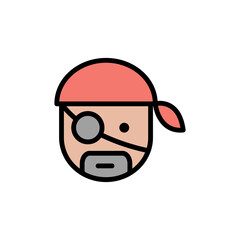 Pirate, one-eyed icon. Simple color with outline vector elements of pirate icons for ui and ux, website or mobile application