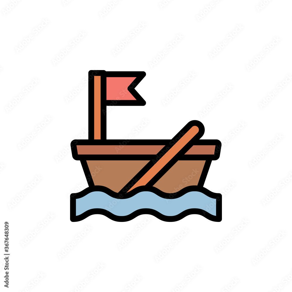Poster boat icon. simple color with outline vector elements of pirate icons for ui and ux, website or mobil
