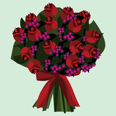 a bouquet of red rose flowers