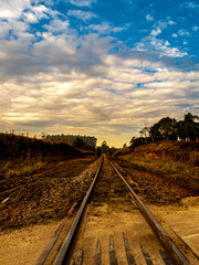 Fototapeta premium railway in the sunset