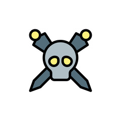 Skull, sword, tattoo icon. Simple color with outline vector elements of tattooing icons for ui and ux, website or mobile application