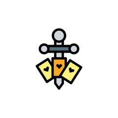 Sword, poker card, tattoo icon. Simple color with outline vector elements of tattooing icons for ui and ux, website or mobile application
