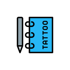 Notebook, pen, tattoo icon. Simple color with outline vector elements of tattooing icons for ui and ux, website or mobile application