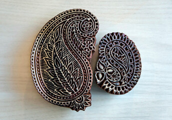 Traditional Indian block prints. Wood blocks used for handmade textile printing.