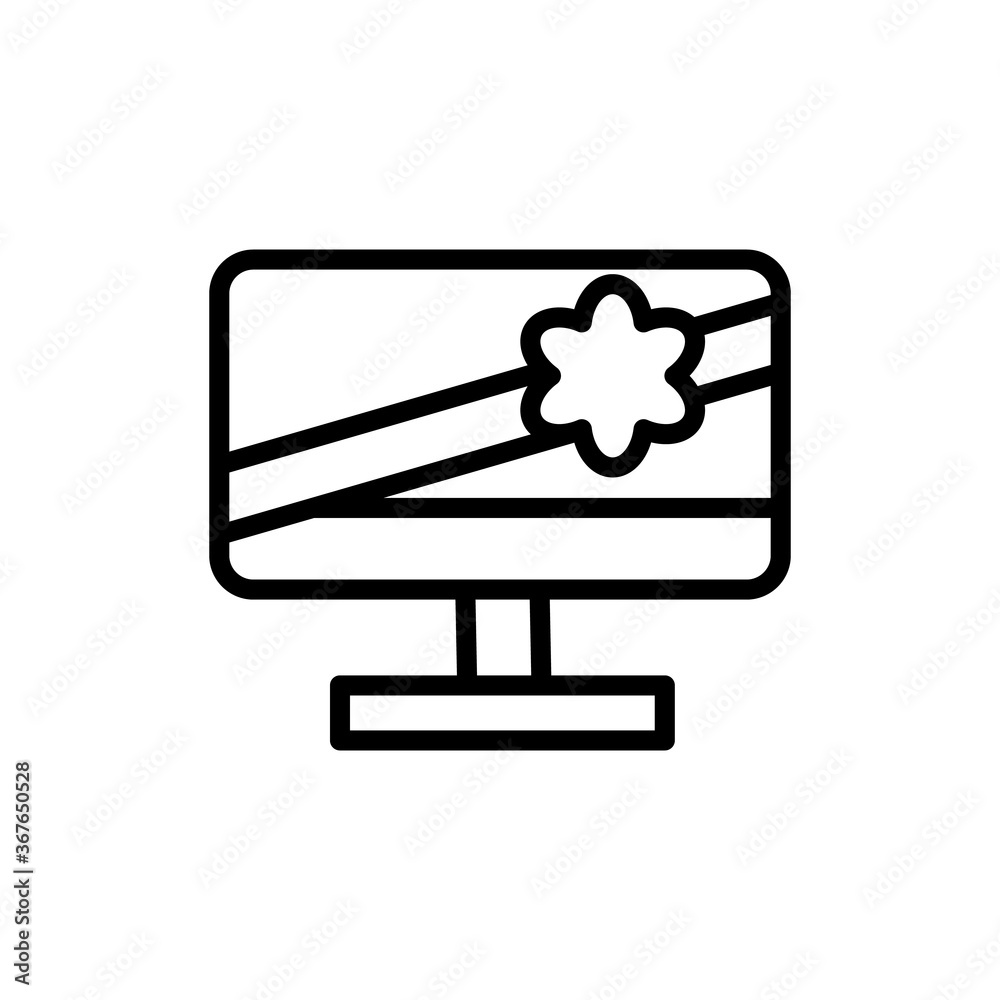 Poster monitor, ribbon icon. simple line, outline vector elements of present icons for ui and ux, website o
