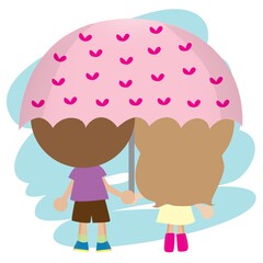 couple standing under umbrella