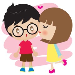 girl kissing boy